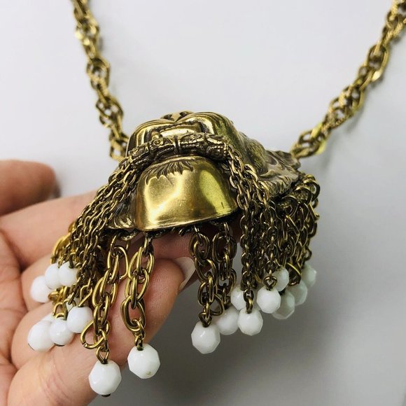 Majestic Gold and White Lion Necklace - Picture 6 of 10